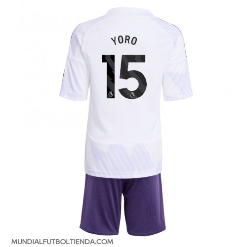 Camiseta Manchester United Leny Yoro #15 Segunda Equipación Replica 2025-26 para niños mangas cortas (+ Pantalones cortos)
